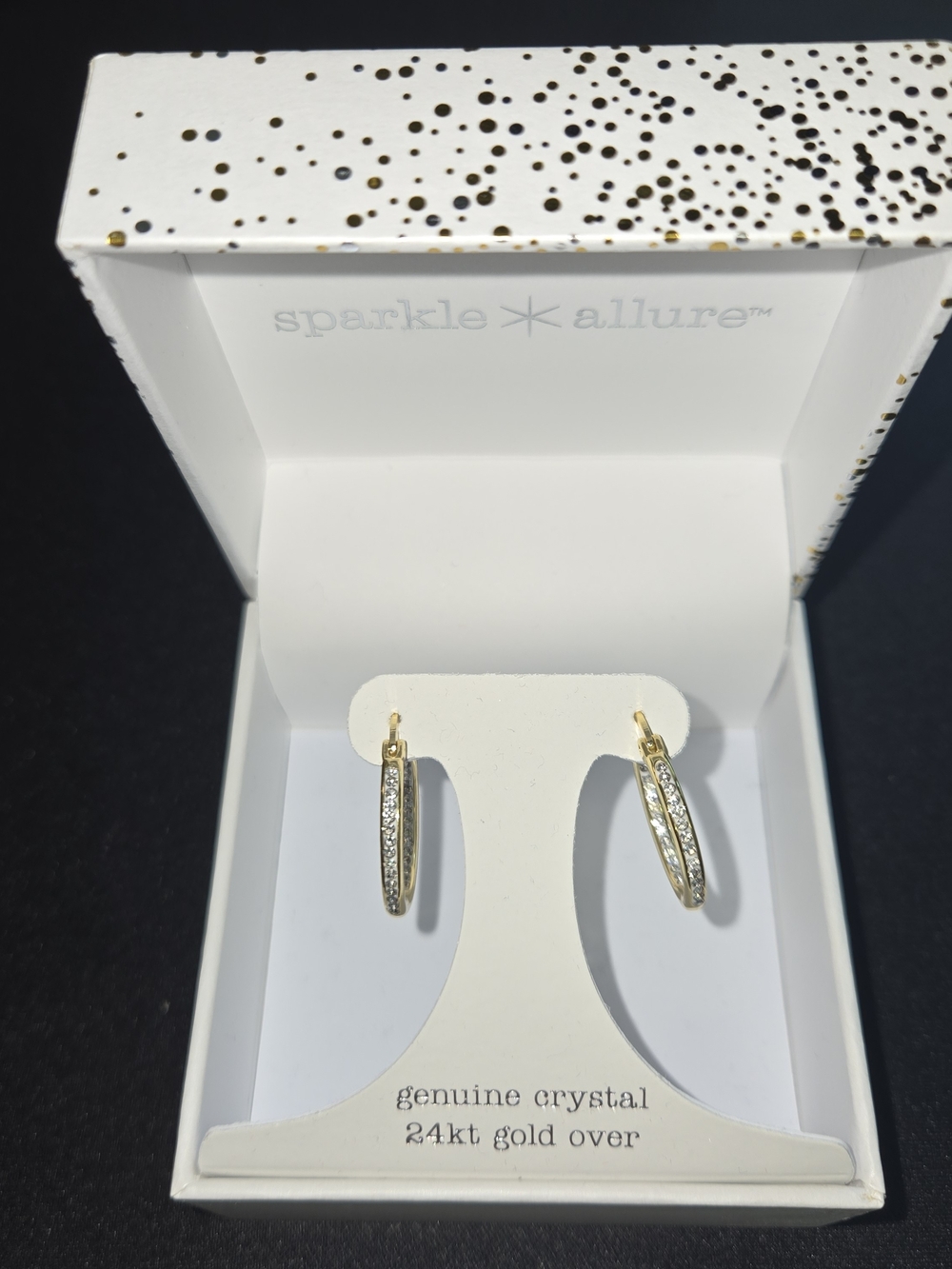 Sparkle Allure Gold Crystal Huggie Hoop Earrings